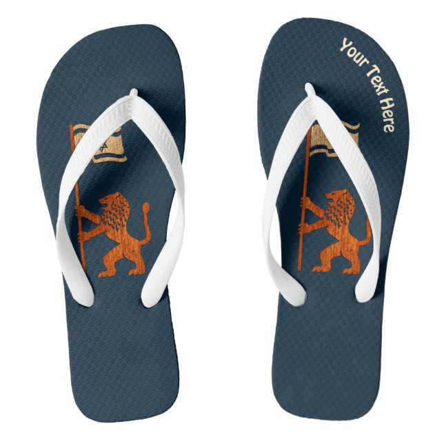 Jerusalem Lion With Flag Flip Flops (Footbed)