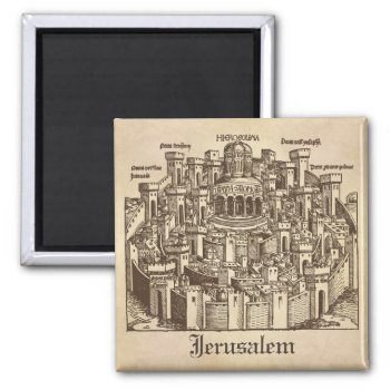 Jerusalem  Medieval Woodcut Magnet by TimeEchoArt at Zazzle
