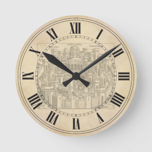 Jerusalem, Medieval Woodcut Round Clock