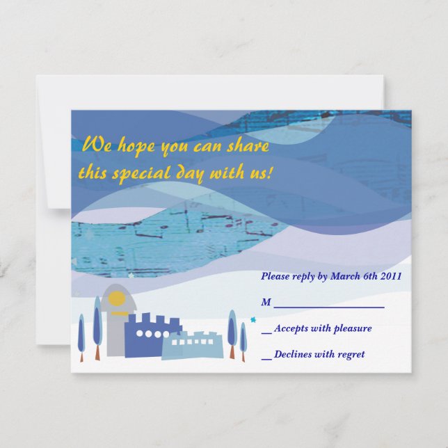Jerusalem Musical Sky Bar Bat Mitzvah Invitation (Front)