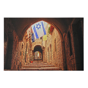 jerusalem old city jewish quarter faux canvas print