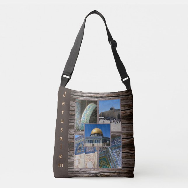 Jerusalem Palestine Architecture Collage Mosques Crossbody Bag (Front)