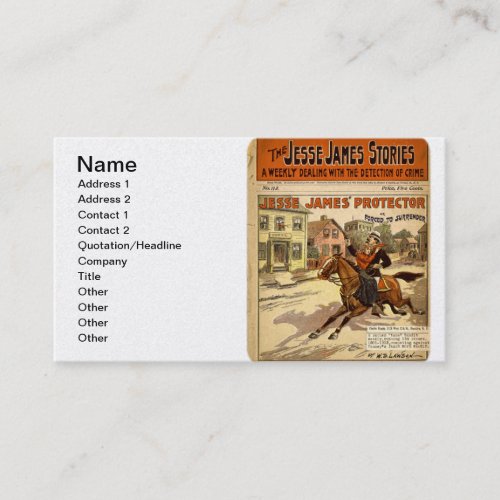 Jesse James Outlaw Bank Robber Comic Book Business Card