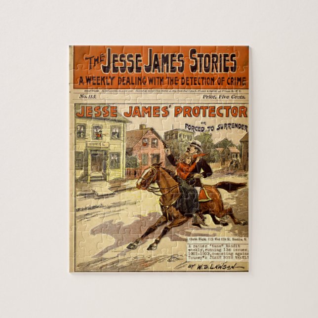 Jesse James Outlaw Bank Robber Comic Book Jigsaw Puzzle (Vertical)