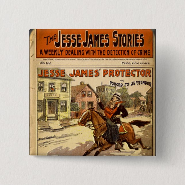 Jesse James Outlaw Bank Robber Comic Book Pinback Button (Front)
