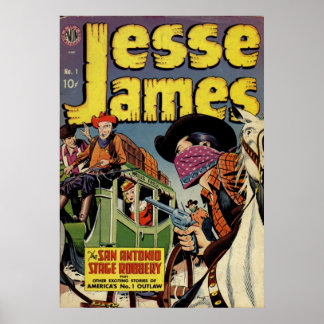 Jesse James- Vintage Comic Book Poster