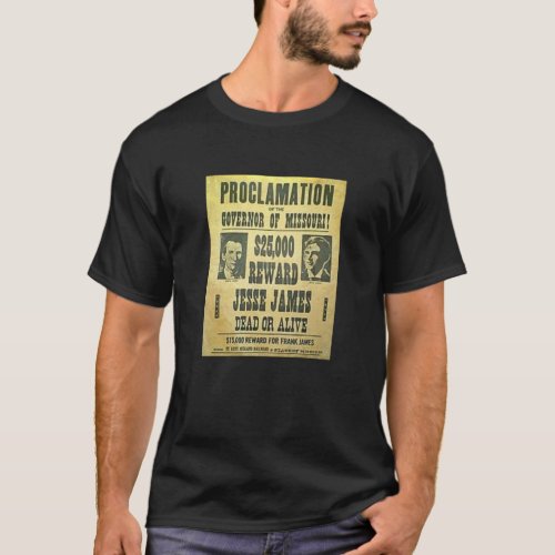Jesse James Wanted Dead Or Alive T_Shirt