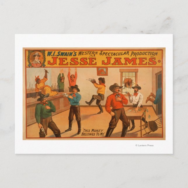 Jesse James Western Spectacular Production Postcard (Front)