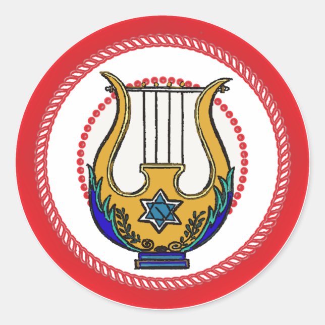 Jesse Tree David's Harp Classic Round Sticker (Front)