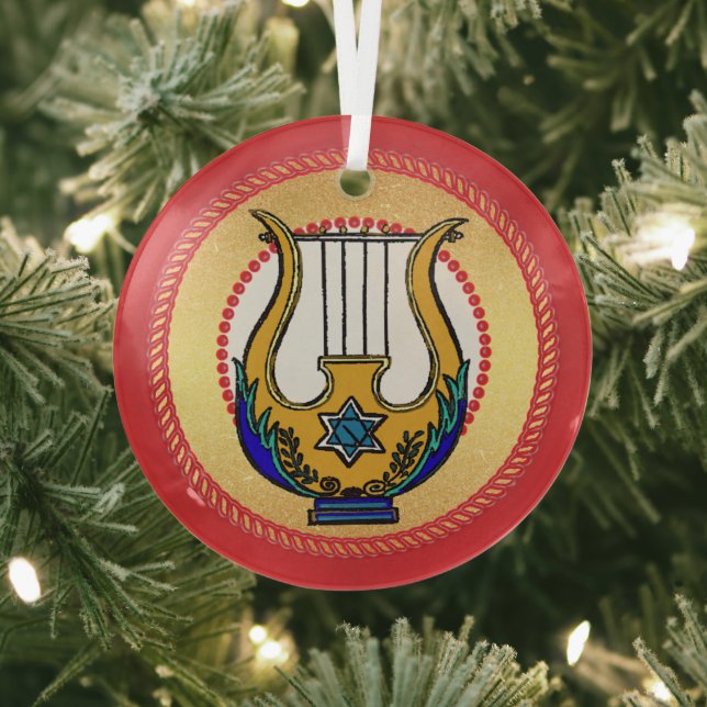 Jesse Tree David's Harp Glass Ornament (Insitu)