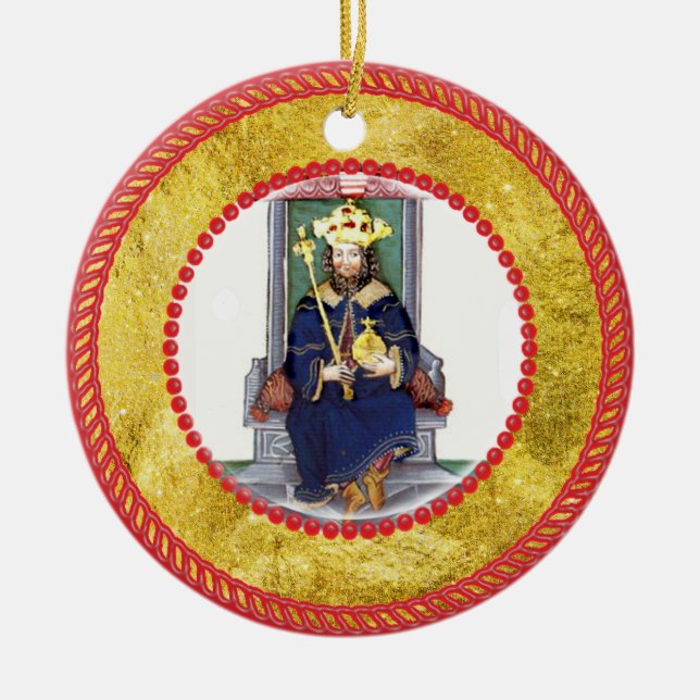 Jesse Tree King and Sceptre Ceramic Ornament (Front)