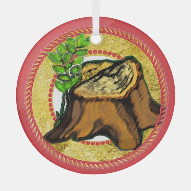 Jesse Tree 'Root of Jesse' 2 Glass Ornament (Front)