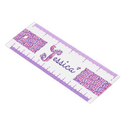 Jessica doodle art name pink purple ruler