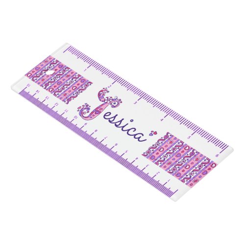 Jessica doodle art name pink purple ruler