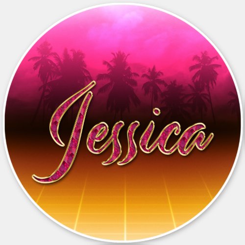 Jessica First Name Golden pink Sticker