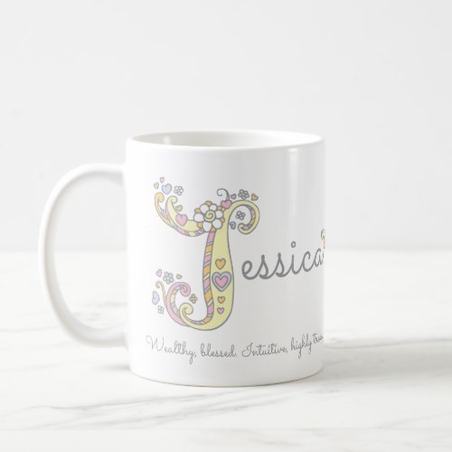 Jessica J name and meaning monogram mug