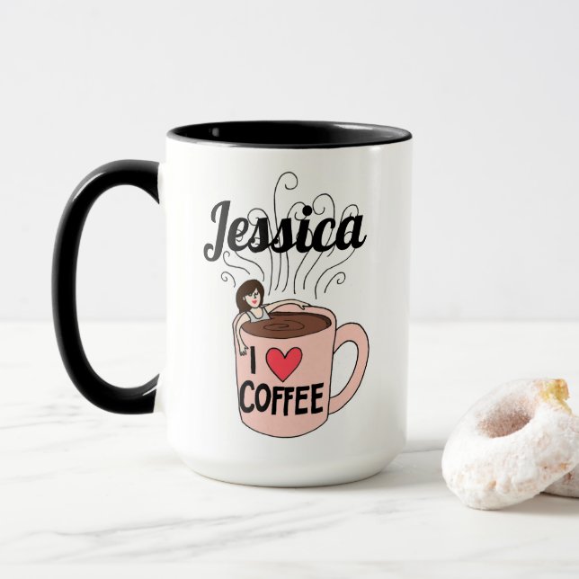 Jessica Loves Coffee Mug (With Donut)
