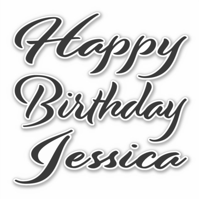 Jessica name first name black Sticker birthday (Front)