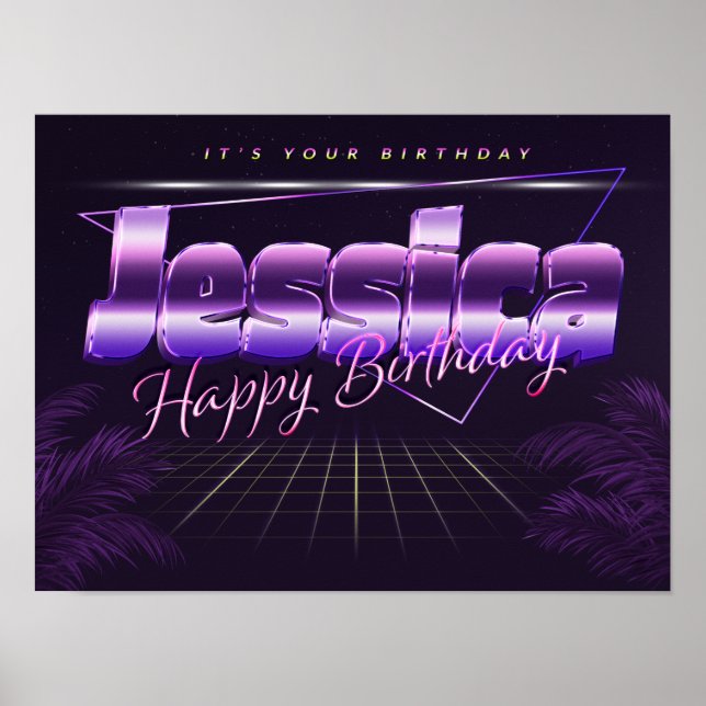 Jessica Name First Name pura retro poster Birthday (Front)