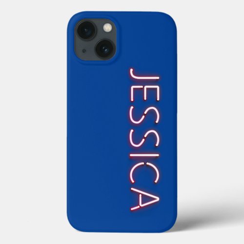 Jessica name in glowing neon lights iPhone 13 case