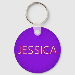 Jessica name in glowing neon lights keychain
