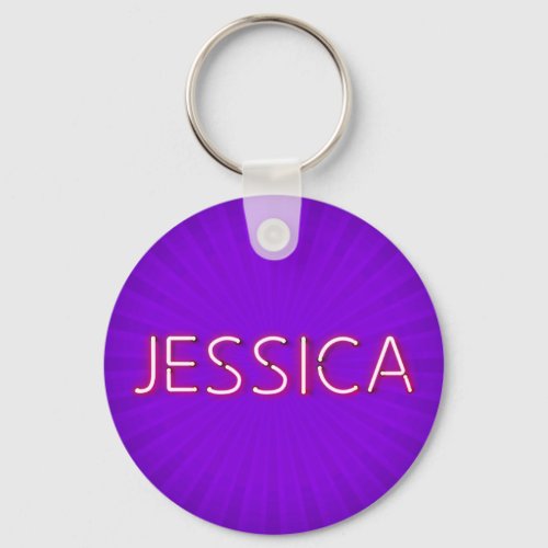 Jessica name in glowing neon lights keychain
