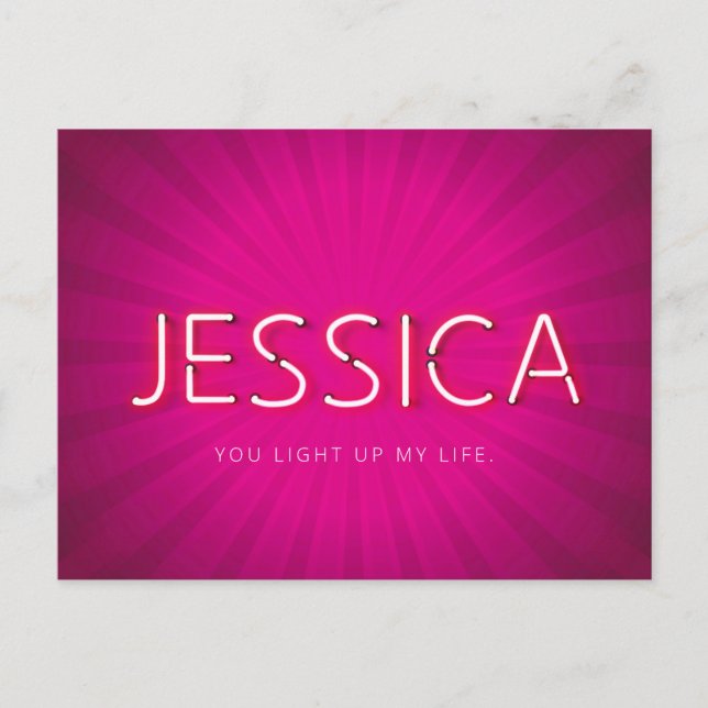 Jessica name in glowing neon lights postcard (Front)
