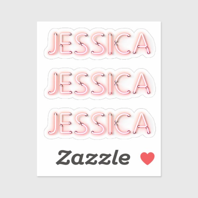 Jessica name in glowing neon lights x3 sticker (Sheet)
