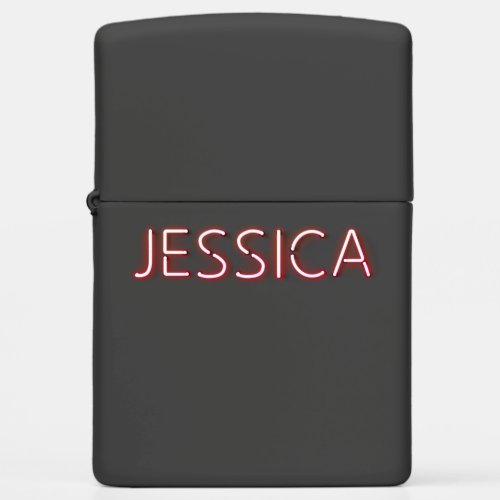Jessica name in glowing neon lights zippo lighter