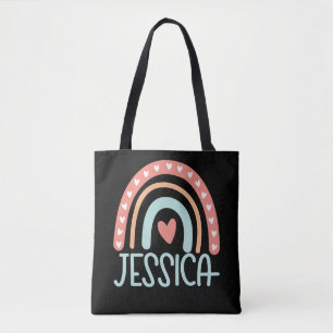 Jessica Name Personalized Rainbow Tote Bag