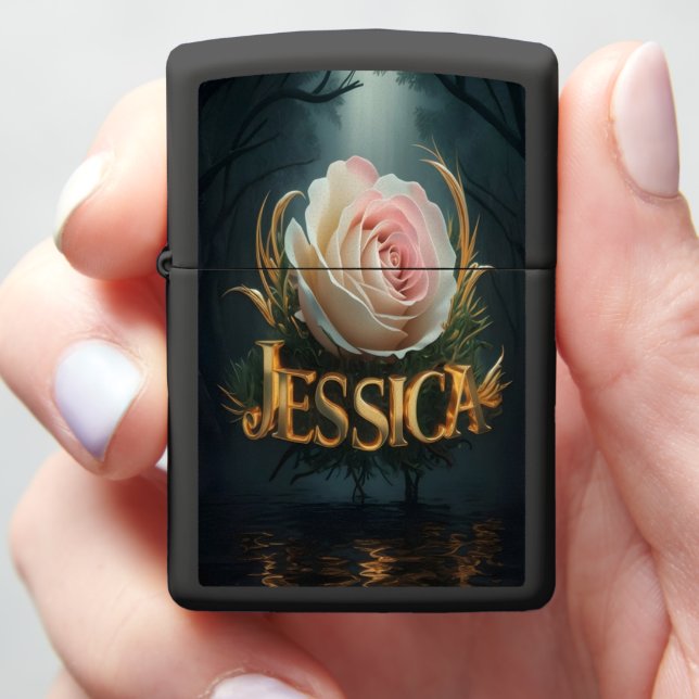 Jessica's Golden Rose Zippo Lighter (In Hand)