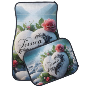 Jessica's Heart stone by the Lake Car Floor Mat