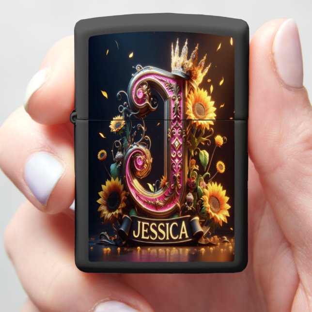 Jessica's Regal Sunflower Crown Zippo Lighter (In Hand)