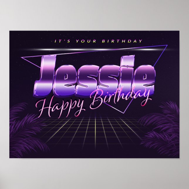 Jessie Name Vorname lila retro Poster Geburtstag (Front)
