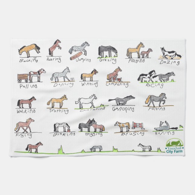 Jess's ponies kitchen towel (Horizontal)