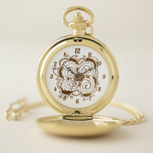 Jess's Sketch Backwards in Brown Pocket Watch