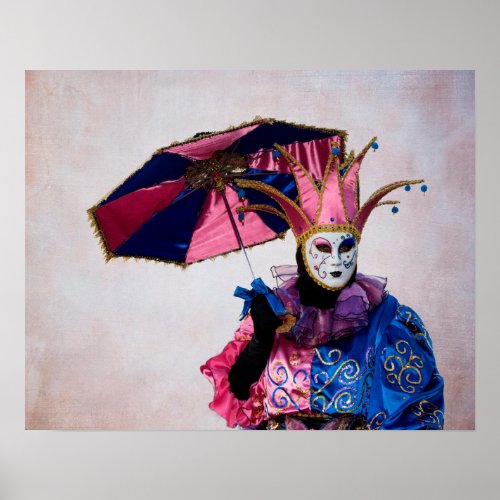 Jester Carnival Costume Venice Poster
