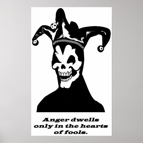 jester clown skeleton goth anger quote art poster