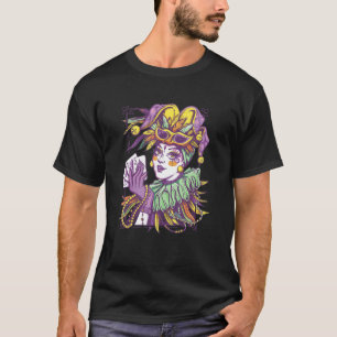 Jester Costume Women's Make Up Fancy Dress Carniva T-Shirt