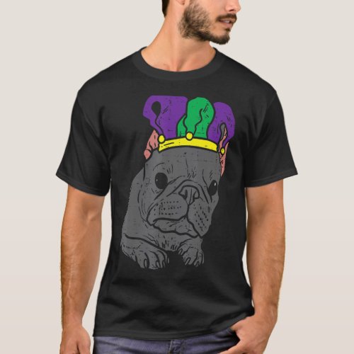 Jester French Bulldog Face Mardi Gras Funny French T_Shirt