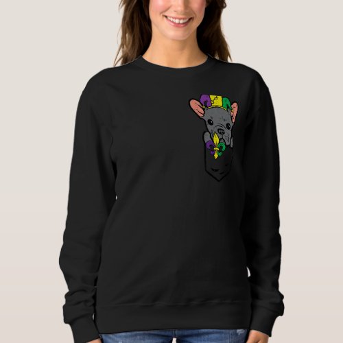 Jester French Bulldog Mardi Gras Pocket Funny Fren Sweatshirt