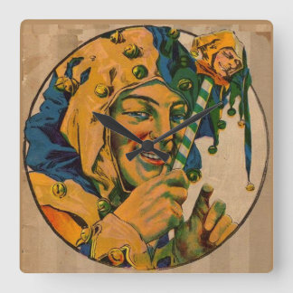 jester from the 1920s square wall clock