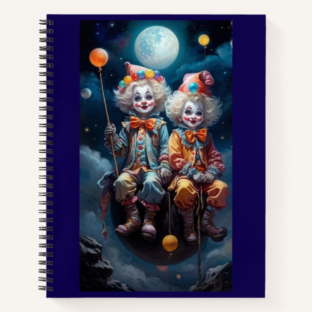 Jester Fun Spiral Notebook - Colorful Clowns (Front)