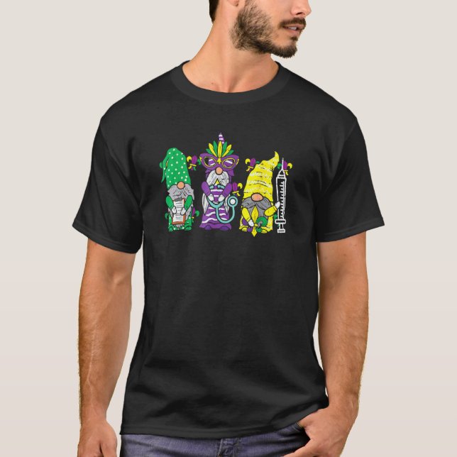 Jester Gnomes Nurse Mardi Gras Women RN ICU NICU E T-Shirt (Front)