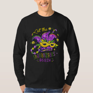 Jester Hat Let The Shenanigans Begin Mardi Gras Pa T-Shirt