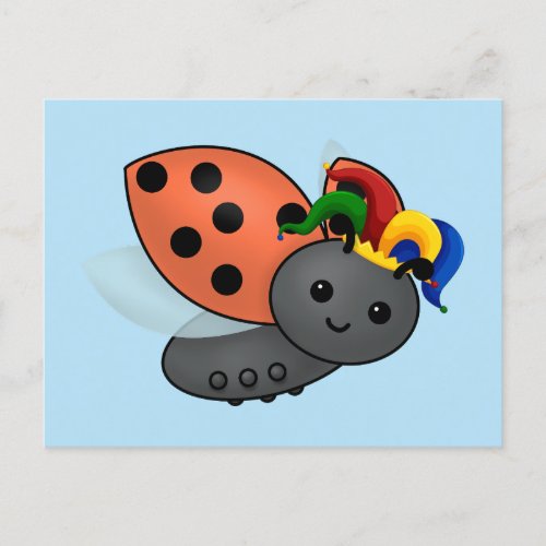 Jester Ladybug Classic Round Sticker Postcard