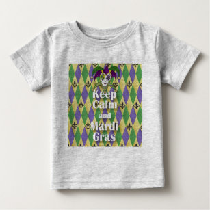 Jester Mask Keep Calm and Mardi Gras Baby T-Shirt