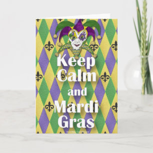 Jester Mask Keep Calm and Mardi Gras Card