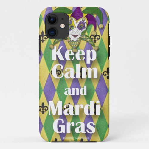 Jester Mask Keep Calm and Mardi Gras iPhone 11 Case