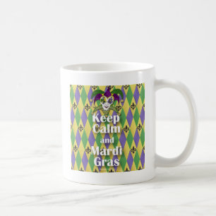 Jester Mask Keep Calm and Mardi Gras Coffee Mug